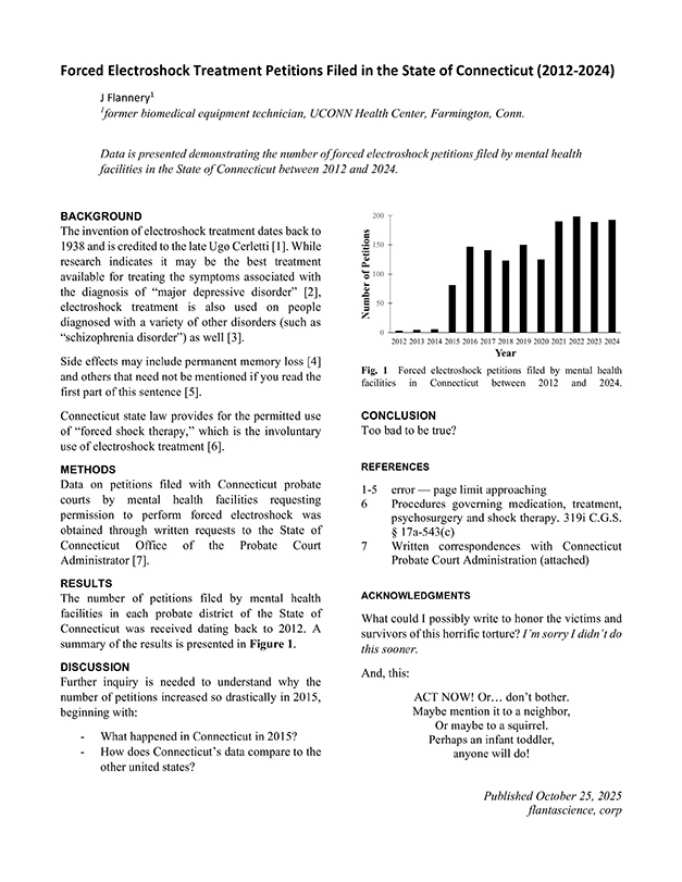 Involuntary Electroshock Treatment Petitions Filed in the State of Connecticut (2012-2024)